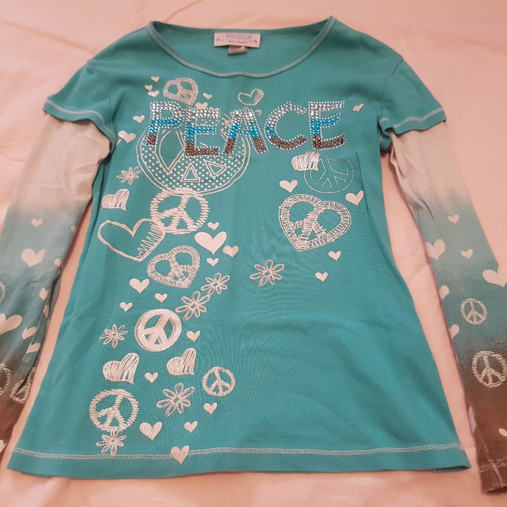 Bluish Tones Peace Long Sleeve Blouse